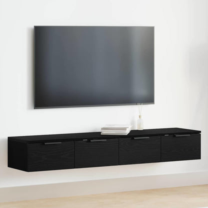 Mobile a muro con cassetto 2 pcs Rovere Nero 68 x 30 x 20 cm