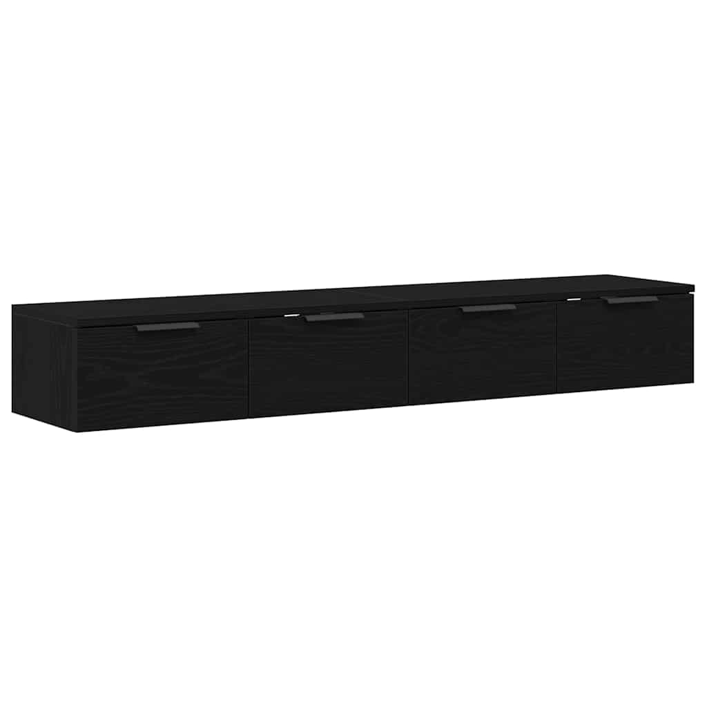 Mobile a muro con cassetto 2 pcs Rovere Nero 68 x 30 x 20 cm