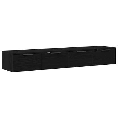 Mobile a muro con cassetto 2 pcs Rovere Nero 68 x 30 x 20 cm