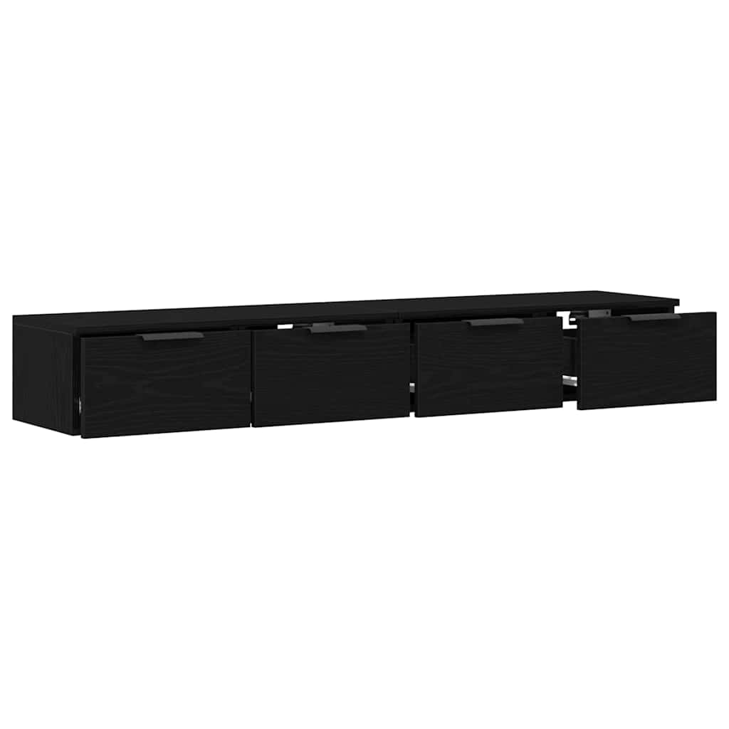 Mobile a muro con cassetto 2 pcs Rovere Nero 68 x 30 x 20 cm