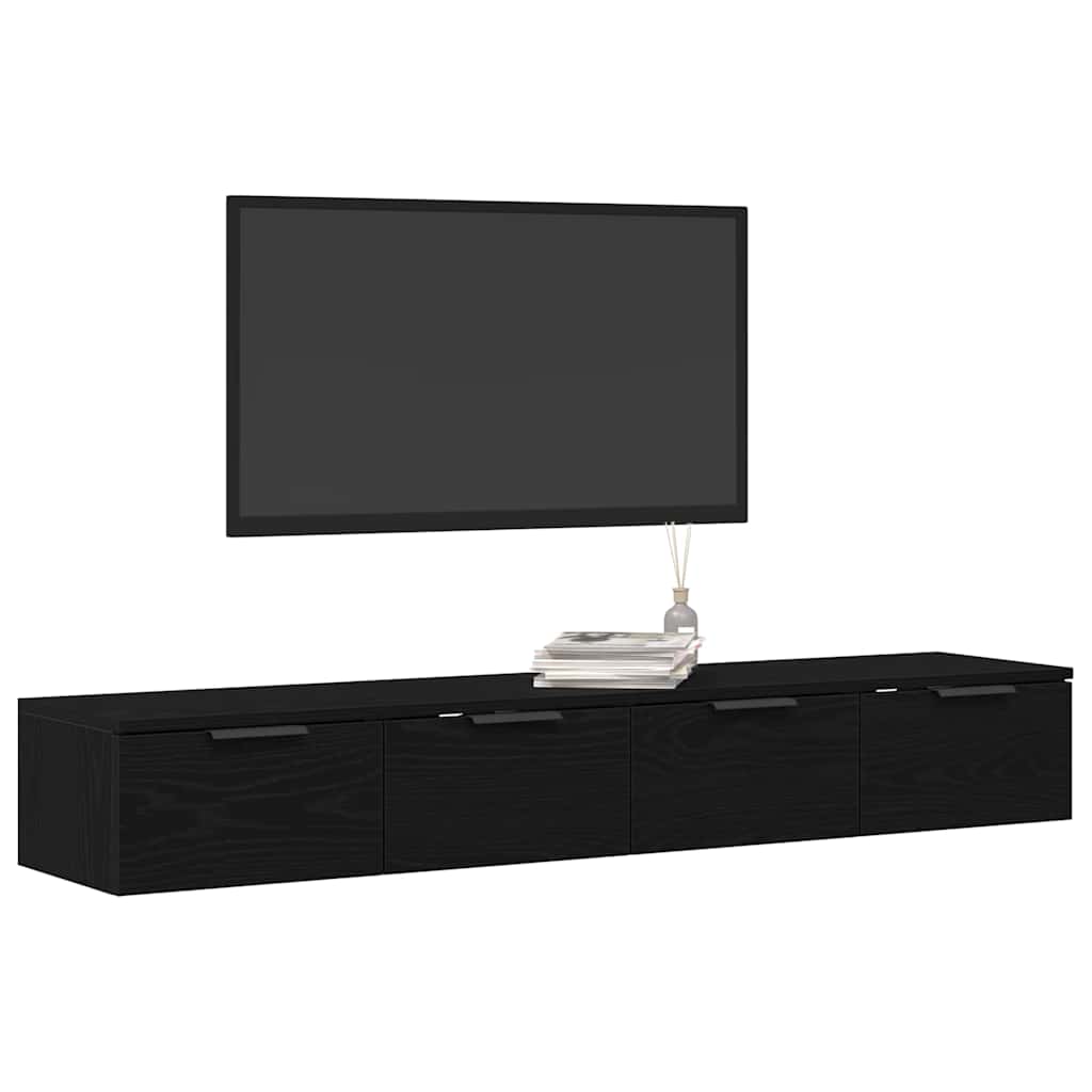 Mobile a muro con cassetto 2 pcs Rovere Nero 68 x 30 x 20 cm