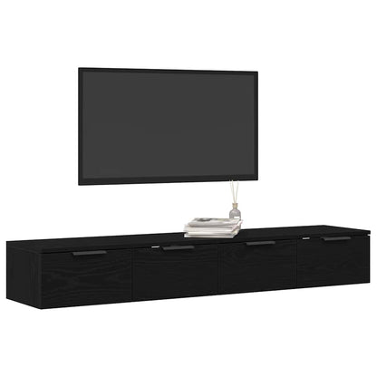 Mobile a muro con cassetto 2 pcs Rovere Nero 68 x 30 x 20 cm