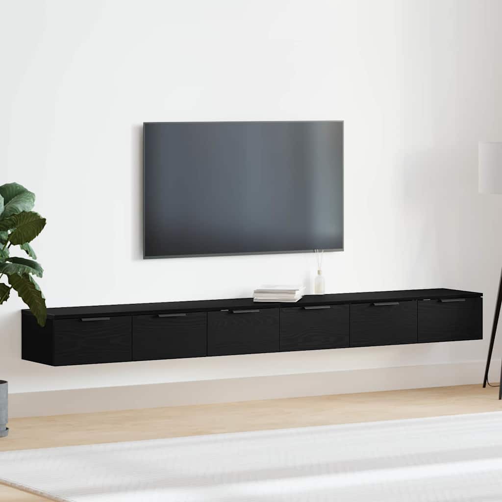 Mobile a muro con cassetto 2 pcs Rovere Nero 102 x 30 x 20 cm