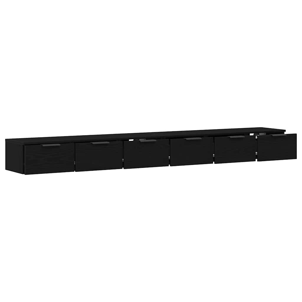 Mobile a muro con cassetto 2 pcs Rovere Nero 102 x 30 x 20 cm