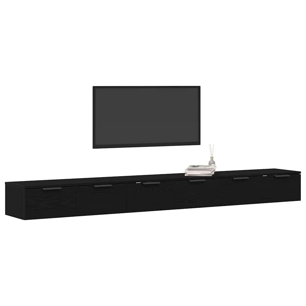Mobile a muro con cassetto 2 pcs Rovere Nero 102 x 30 x 20 cm