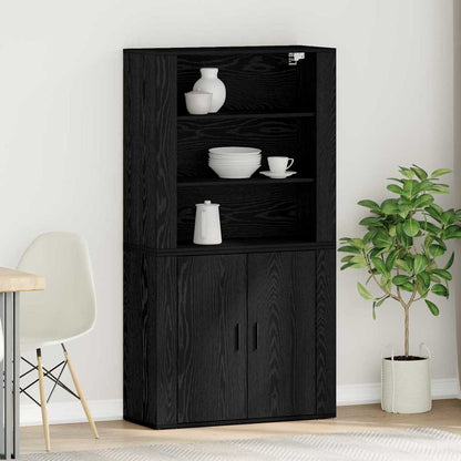 Credenza Rovere Nero 80 x 33 x 150 cm Legno multistrato