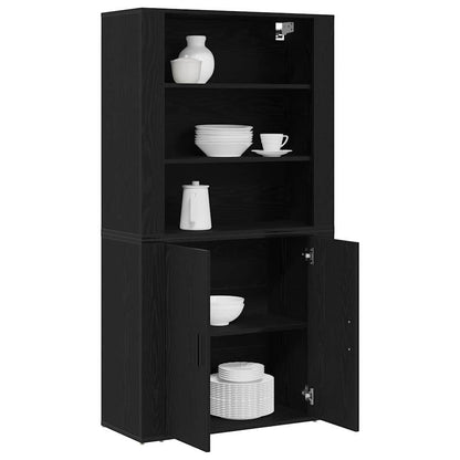 Credenza Rovere Nero 80 x 33 x 150 cm Legno multistrato