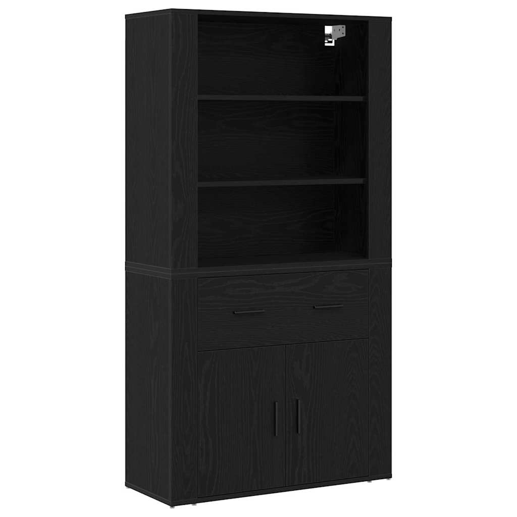 Credenza Rovere Nero 80 x 33 x 150 cm Legno multistrato
