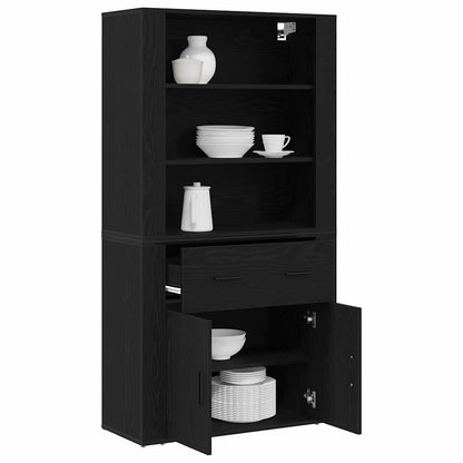 Credenza Rovere Nero 80 x 33 x 150 cm Legno multistrato