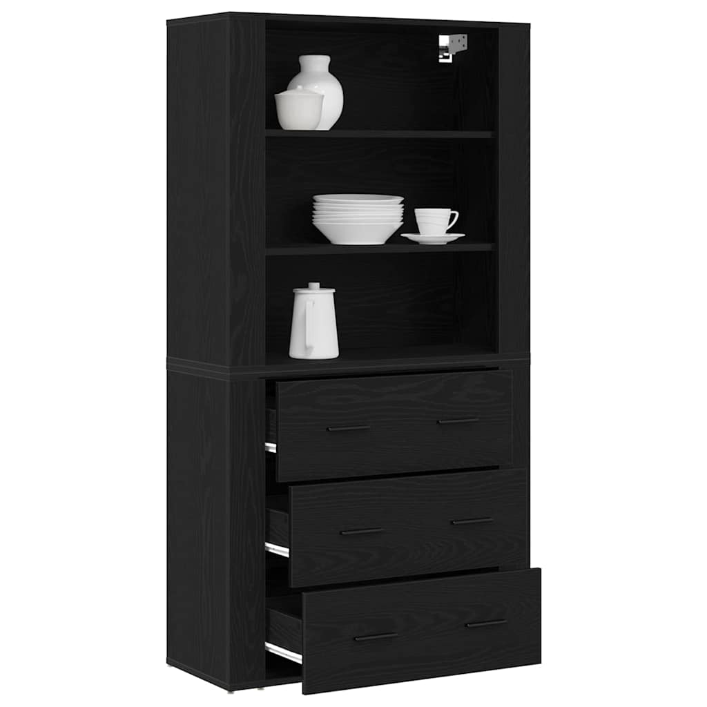 Credenza Rovere Nero 80 x 33 x 150 cm Legno multistrato
