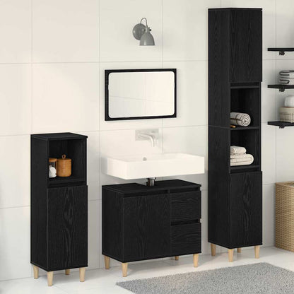 Set di mobili per il bagno Montaggio a parete 3 pcs Rovere Nero
