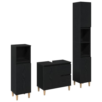 Set di mobili per il bagno Montaggio a parete 3 pcs Rovere Nero
