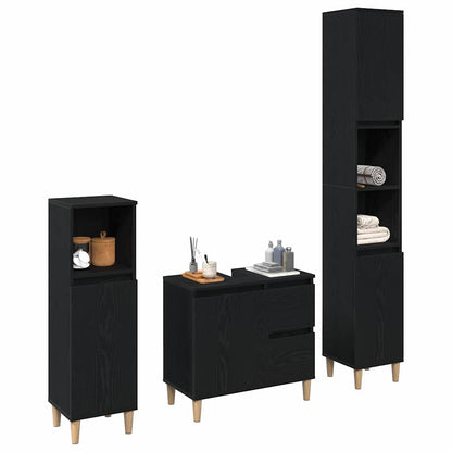 Set di mobili per il bagno Montaggio a parete 3 pcs Rovere Nero