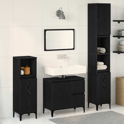 Set di mobili per il bagno Montaggio a parete 3 pcs Rovere Nero