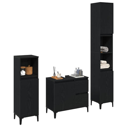 Set di mobili per il bagno Montaggio a parete 3 pcs Rovere Nero