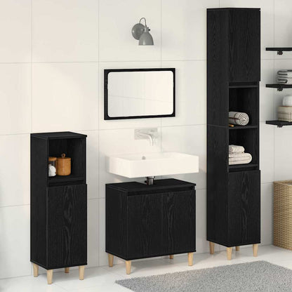 Set di mobili per il bagno Montaggio a parete 3 pcs Rovere Nero