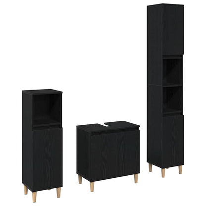 Set di mobili per il bagno Montaggio a parete 3 pcs Rovere Nero