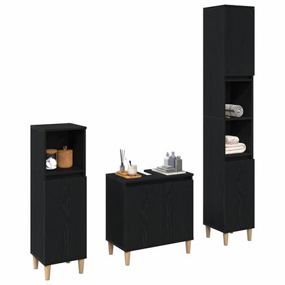 Set di mobili per il bagno Montaggio a parete 3 pcs Rovere Nero