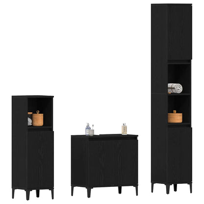 Set di mobili per il bagno Montaggio a parete 3 pcs Rovere Nero