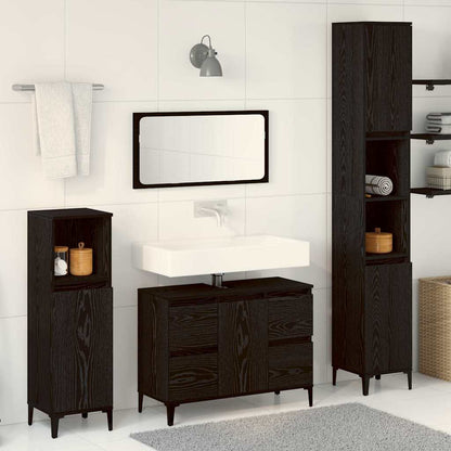 Set di mobili per il bagno Montaggio a parete 3 pcs Rovere Nero