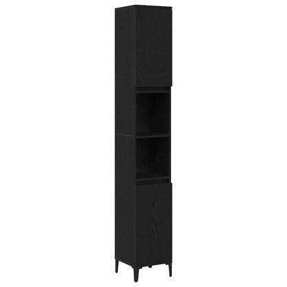 Set di mobili per il bagno Montaggio a parete 3 pcs Rovere Nero