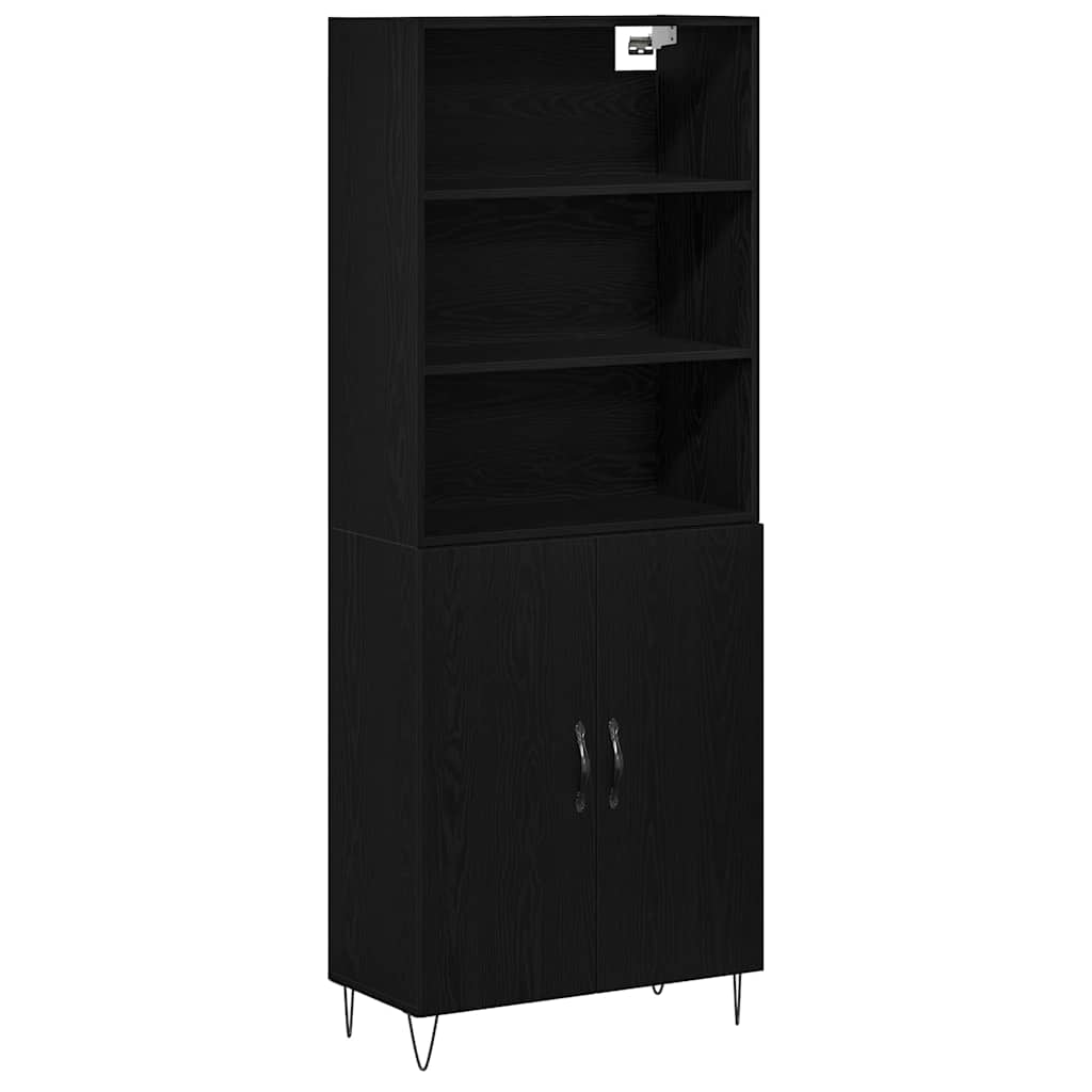 Credenza 2 pcs Rovere Nero Legno multistrato