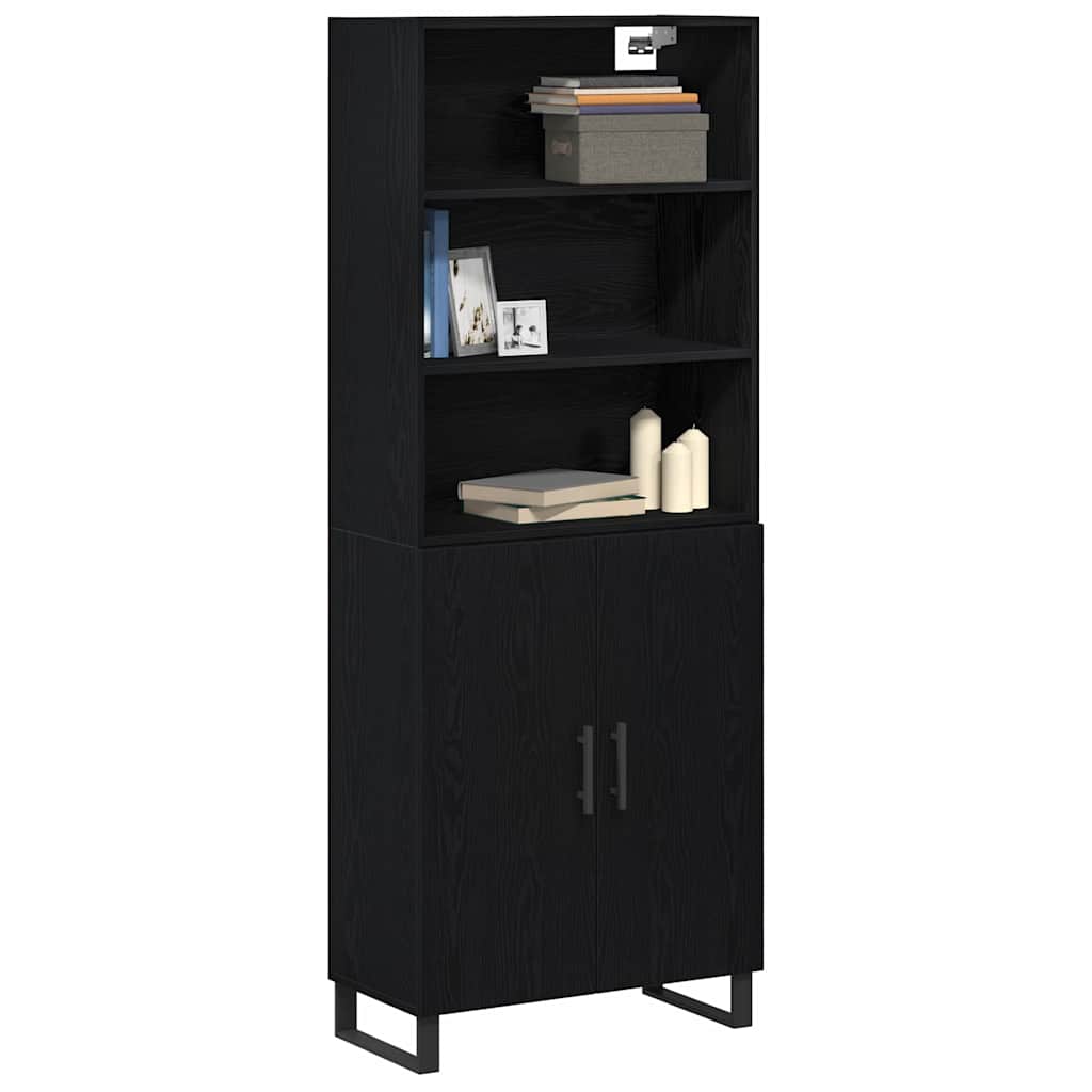 Credenza Rovere Nero 69,5 x 34 x 180 cm Legno multistrato