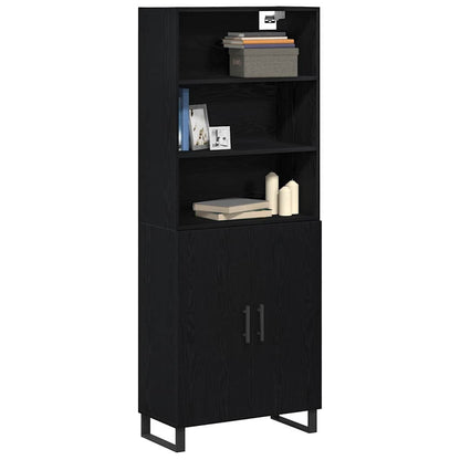 Credenza Rovere Nero 69,5 x 34 x 180 cm Legno multistrato