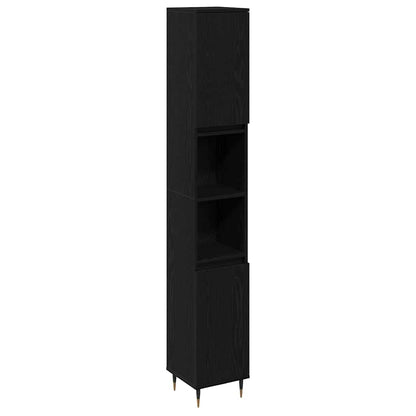 Set di mobili per il bagno 3 pcs Rovere Nero 30 x 30 x 190 cm