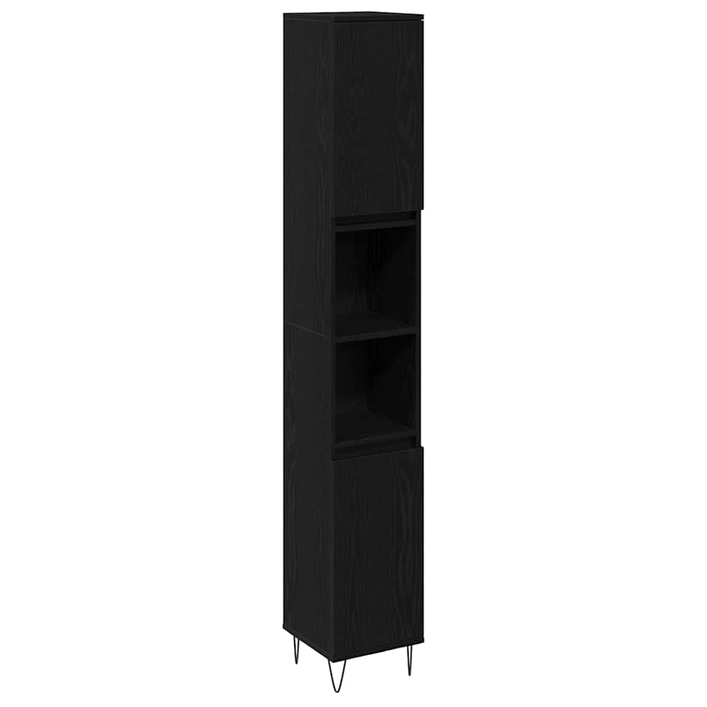 Set di mobili per il bagno 3 pcs Rovere Nero 30 x 30 x 190 cm