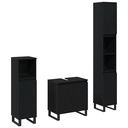 Set di mobili per il bagno Montaggio a parete 3 pcs Rovere Nero