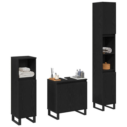 Set di mobili per il bagno Montaggio a parete 3 pcs Rovere Nero