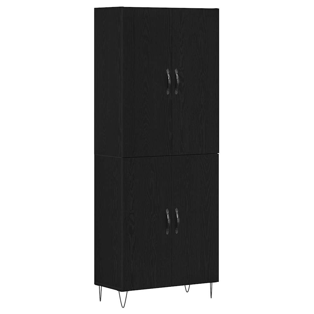 Credenza 2 pcs Rovere Nero Legno ingegnerizzato e vetro