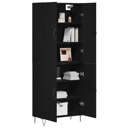 Credenza 2 pcs Rovere Nero Legno ingegnerizzato e vetro