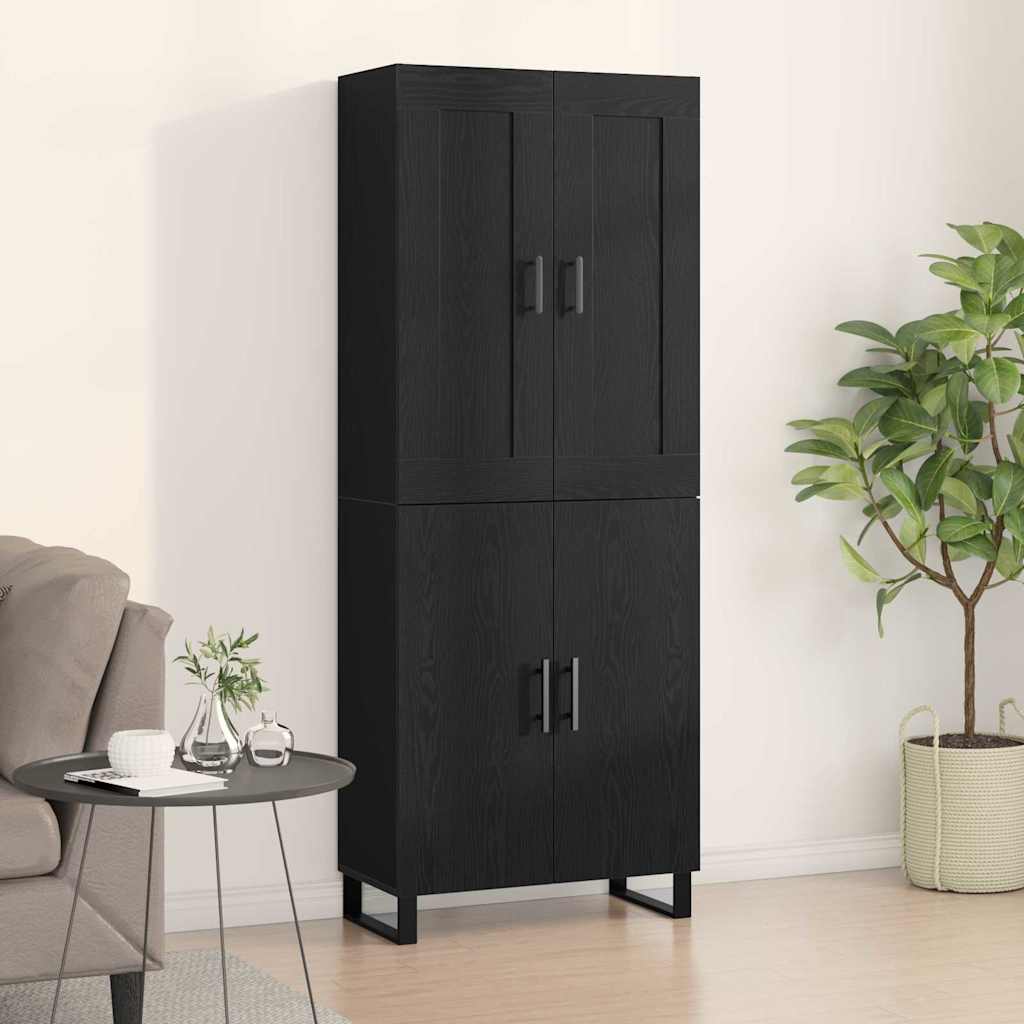 Credenza Rovere Nero 69,5 x 34 x 180 cm Legno multistrato