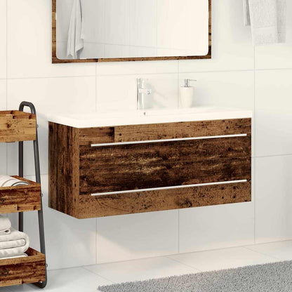 Armadio per Lavabo da Bagno con cassetto 2 pcs Legno vecchio