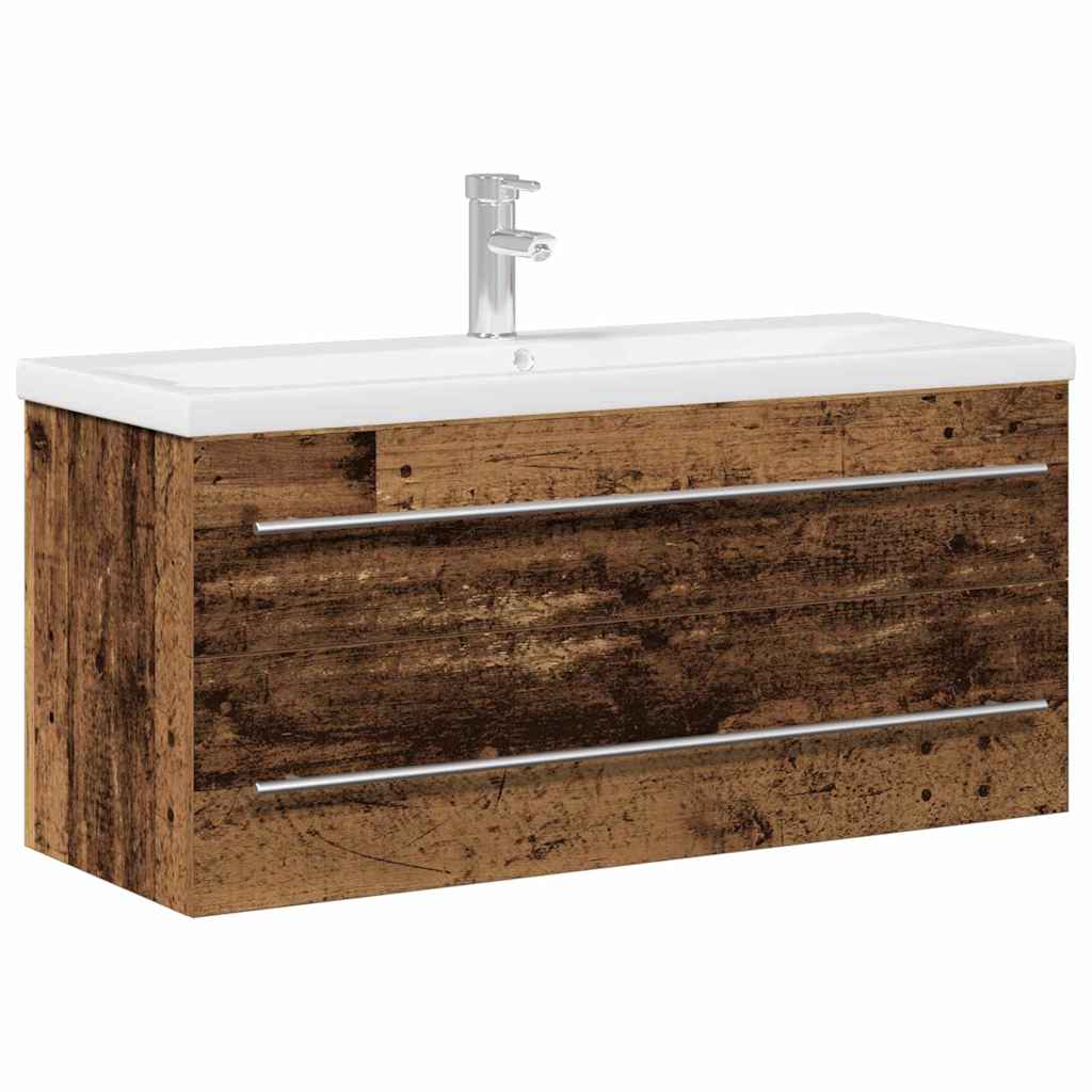 Armadio per Lavabo da Bagno con cassetto 2 pcs Legno vecchio