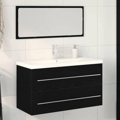 Armadio per Lavabo da Bagno con cassetto 3 pcs Rovere Nero