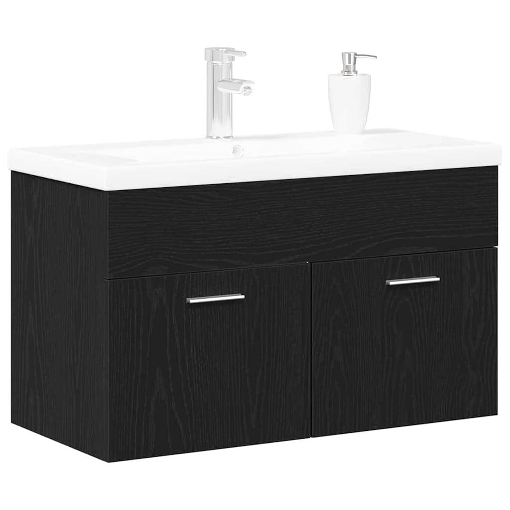 Mobile da Bagno Rovere Nero 80 x 38,5 x 46 cm Legno multistrato