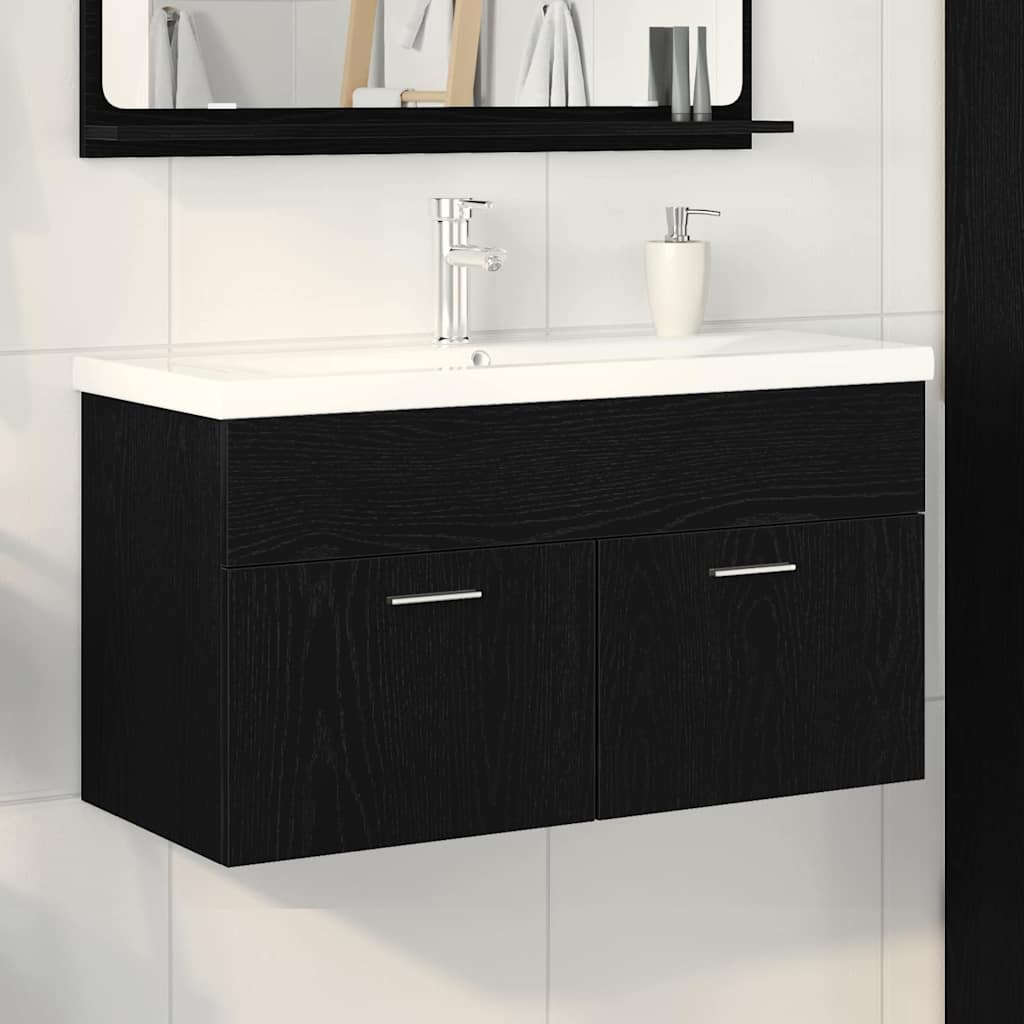 Mobile da Bagno Rovere Nero 90 x 38,5 x 46 cm Legno multistrato