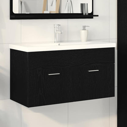 Mobile da Bagno Rovere Nero 90 x 38,5 x 46 cm Legno multistrato