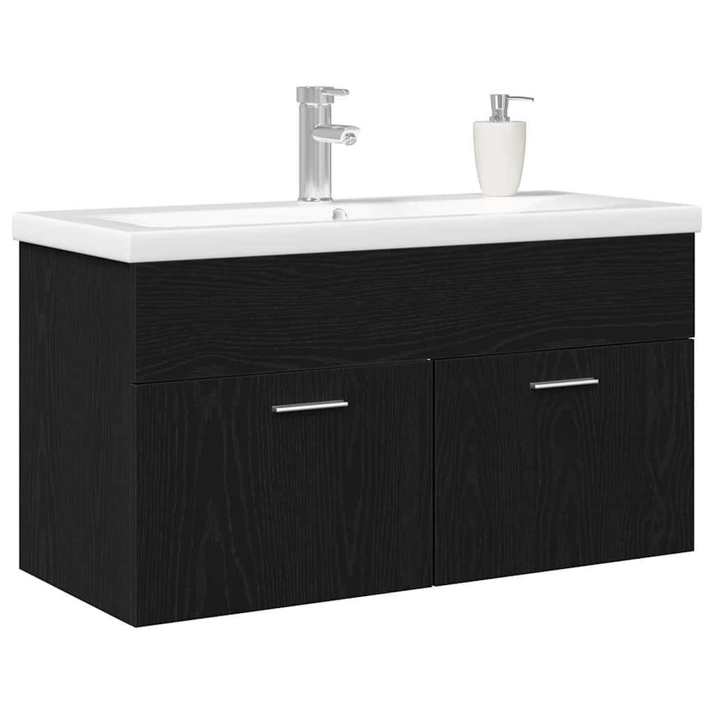 Mobile da Bagno Rovere Nero 90 x 38,5 x 46 cm Legno multistrato