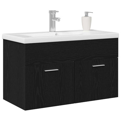 Mobile da Bagno Rovere Nero 80 x 38,5 x 46 cm Legno multistrato