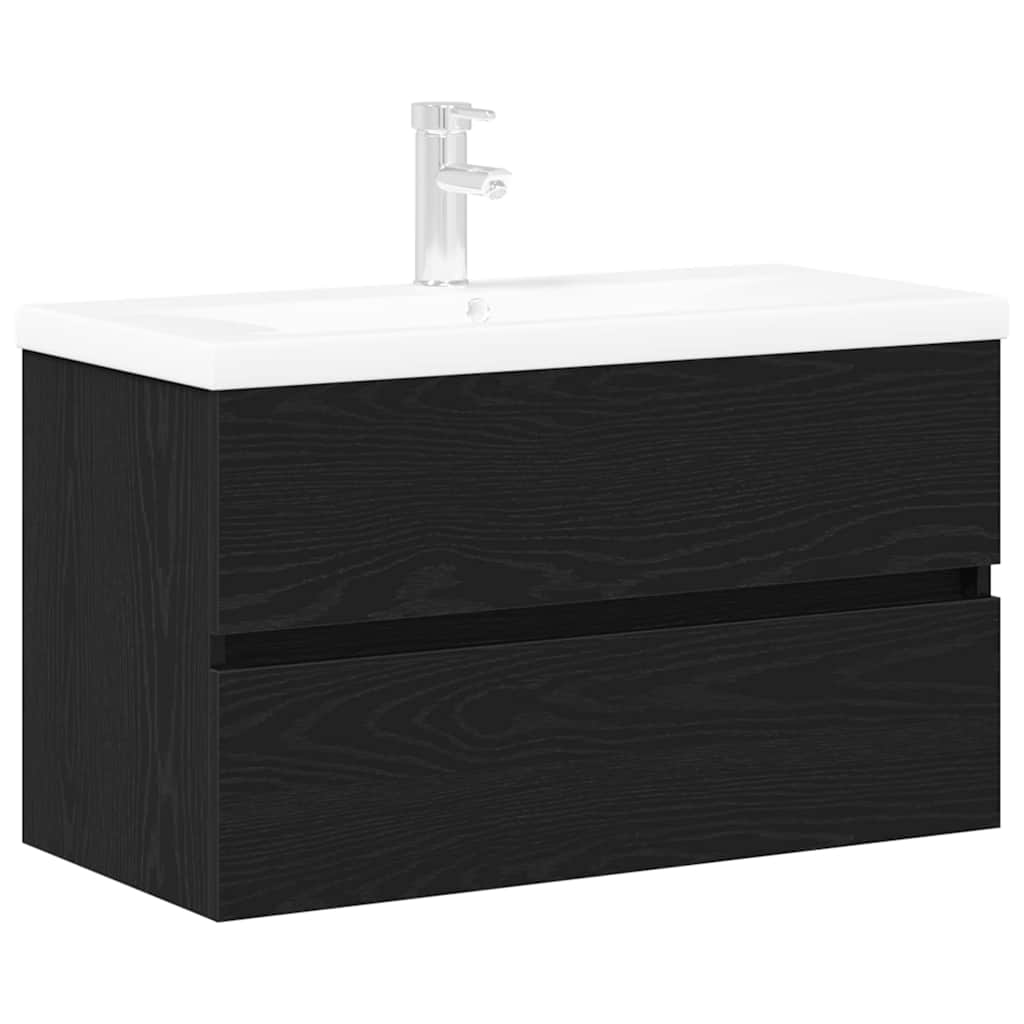 Armadio per Lavabo da Bagno Rovere Nero 80 x 39 x 62 cm