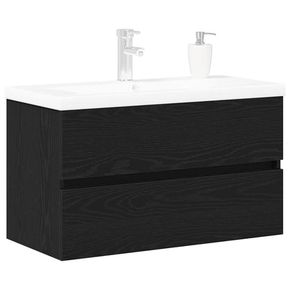 Armadio per Lavabo da Bagno Rovere Nero 80 x 39 x 62 cm