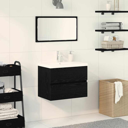 Armadio per Lavabo da Bagno Rovere Nero 80 x 39 x 62 cm