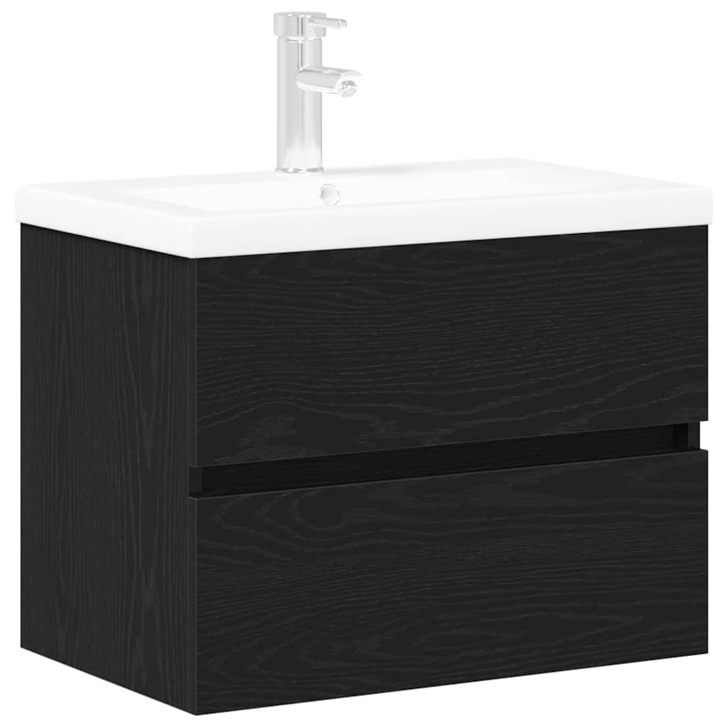 Armadio per Lavabo da Bagno Rovere Nero 80 x 39 x 62 cm
