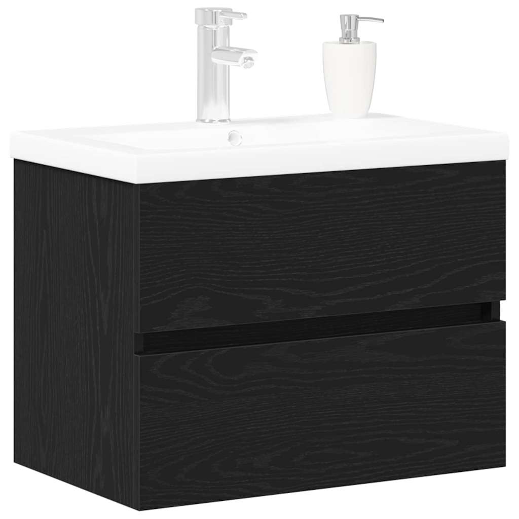 Armadio per Lavabo da Bagno Rovere Nero 80 x 39 x 62 cm