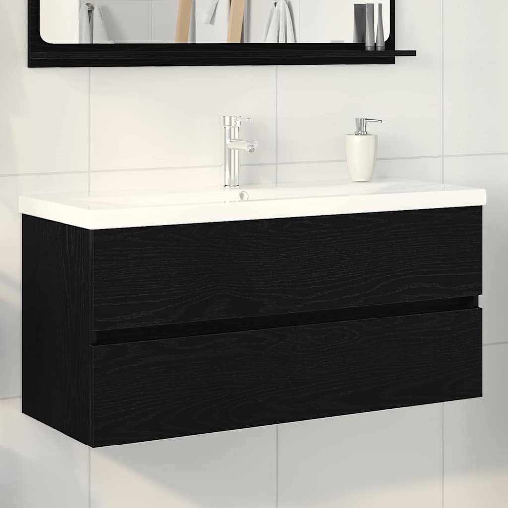 Armadio per Lavabo da Bagno Rovere Nero 100 x 39 x 62 cm