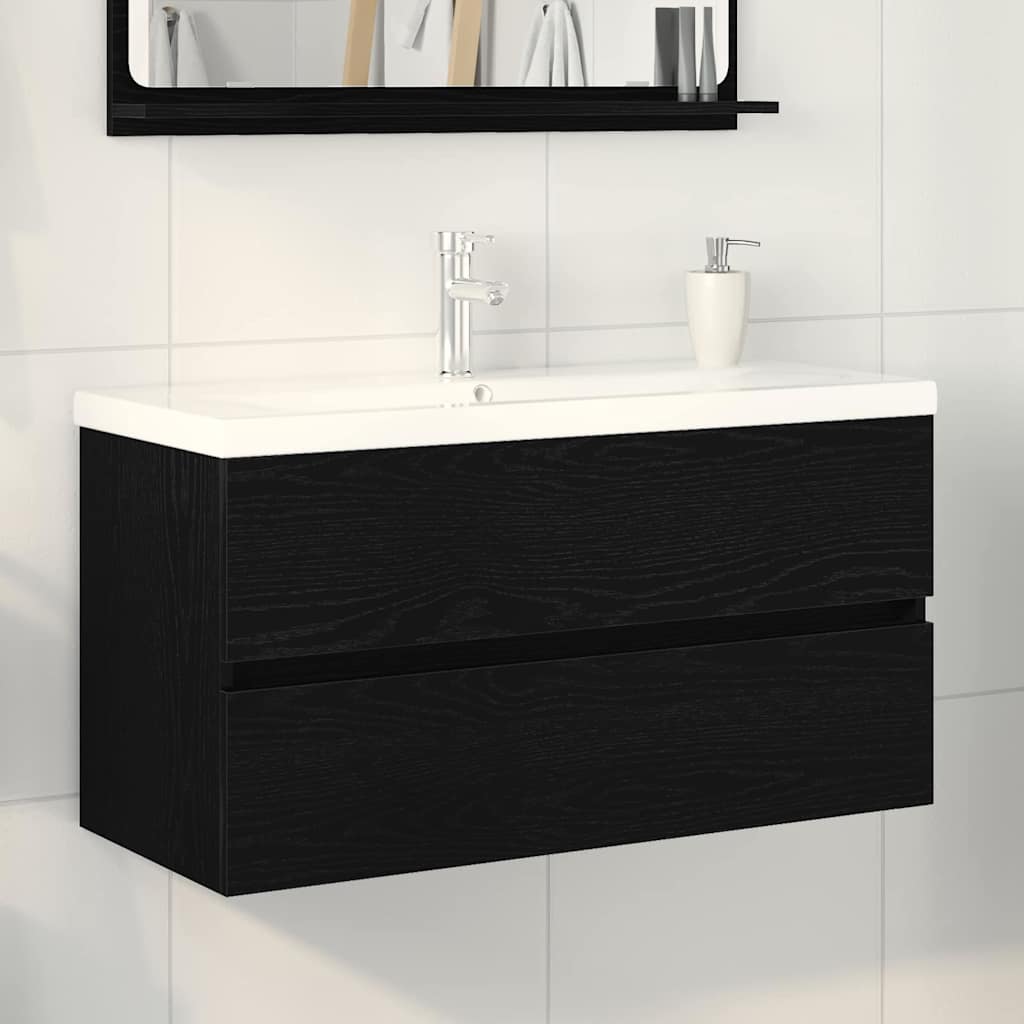 Armadio per Lavabo da Bagno Rovere Nero 80 x 39 x 62 cm